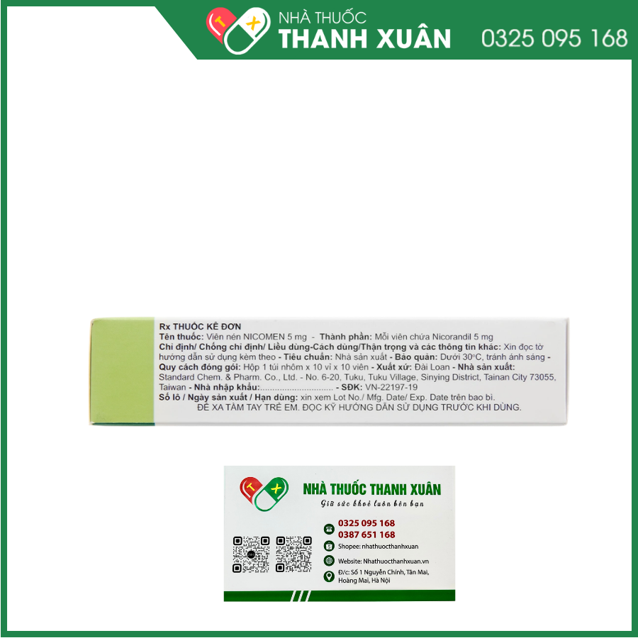 Nicomen Tablets 5mg trị đau thắt ngực